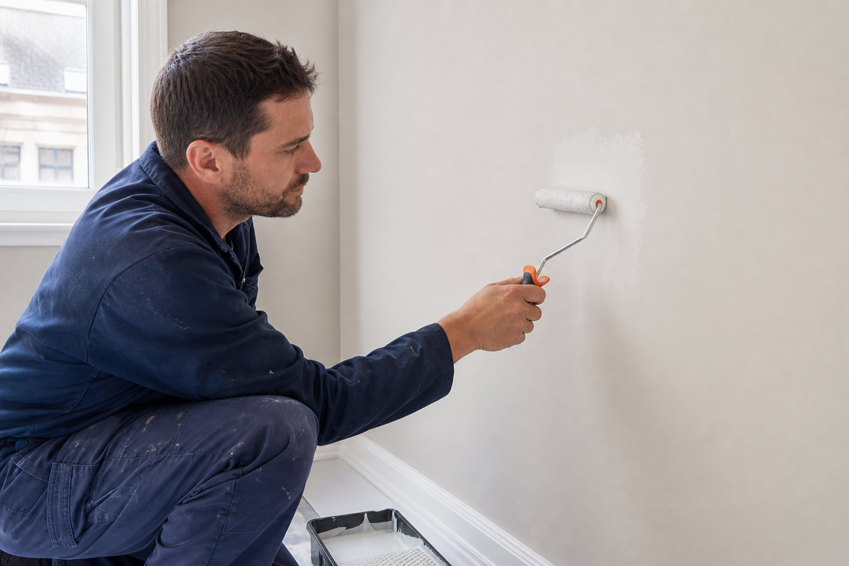 Retouche de peinture sur un mur intérieur